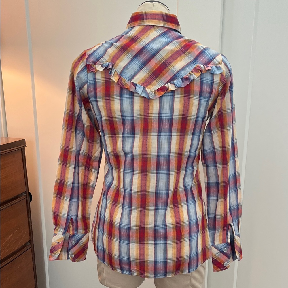 Colorful Plaid Vintage Button-Up Blouse - Picture 6 of 9